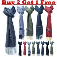 Winter Unisex Strip Plain Scarves Warm Wool 100% CASHMERE SCOTLAND Made Scarf