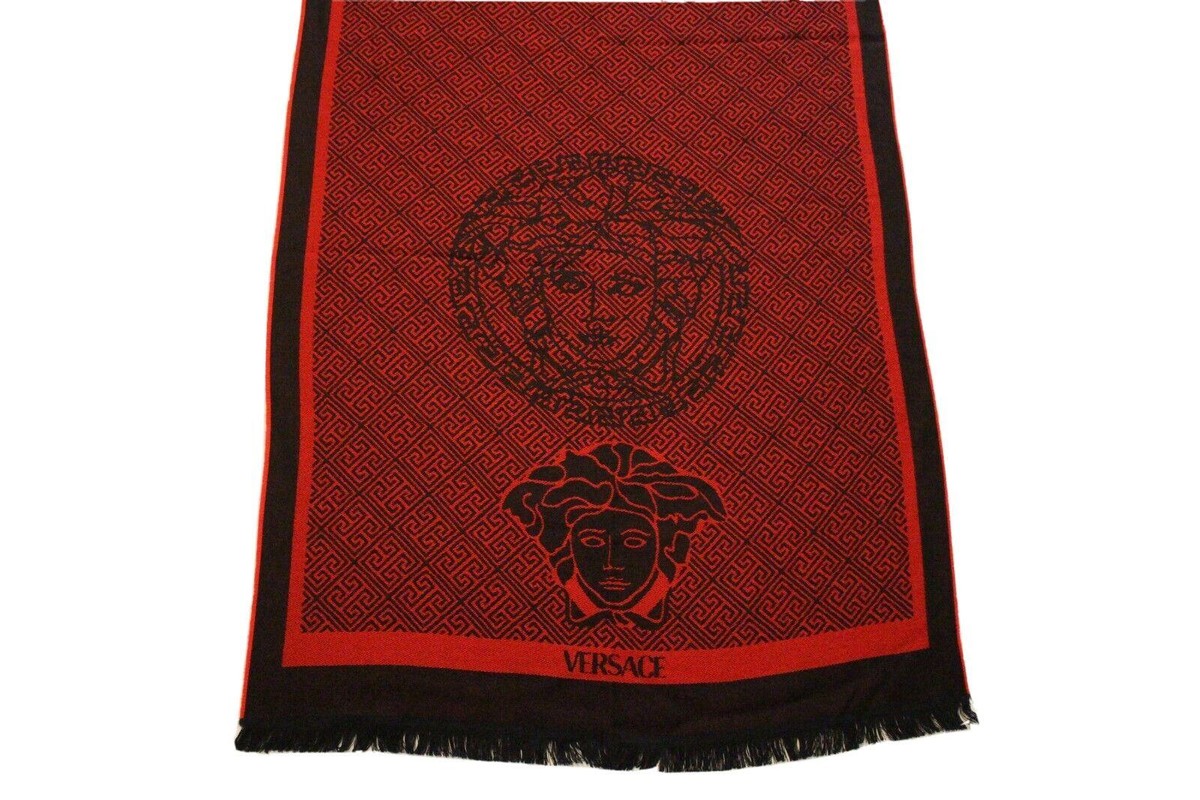 【新品未使用】VERSACE スカーフ 赤 イタリア製 Gianni Versace Black & Red Men's or Women's Wool Winter Scarf | eBay