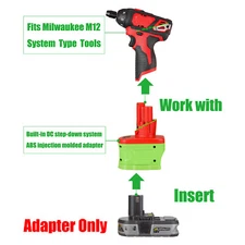 Adapter Upgrade for Milwaukee M12 Tool To for Ryobi 18v Platform Li-lon Battery