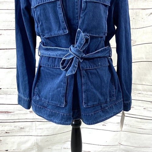 Levi's Jacket Women's Large Blue Midweight Belted Shirt Jacket Cotton - Picture 4 of 14