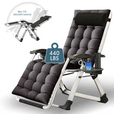 MOPHOTO Zero Gravity Chair Folding Lounge Recliners Cushion Headrest Cup Holder