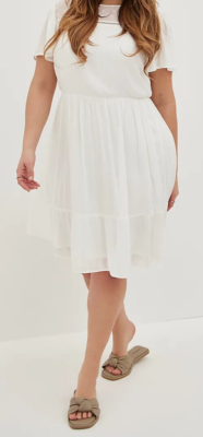 Torrid Gauze Lace Yoke Crew Neck Flutter Skater Dress White 4 4X 26 #B75114  | eBay