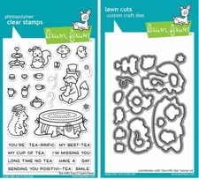 Lawn Fawn Tea-rrific Day Clear Cling Stamps Lawn Cuts Die Set Tea Party animal
