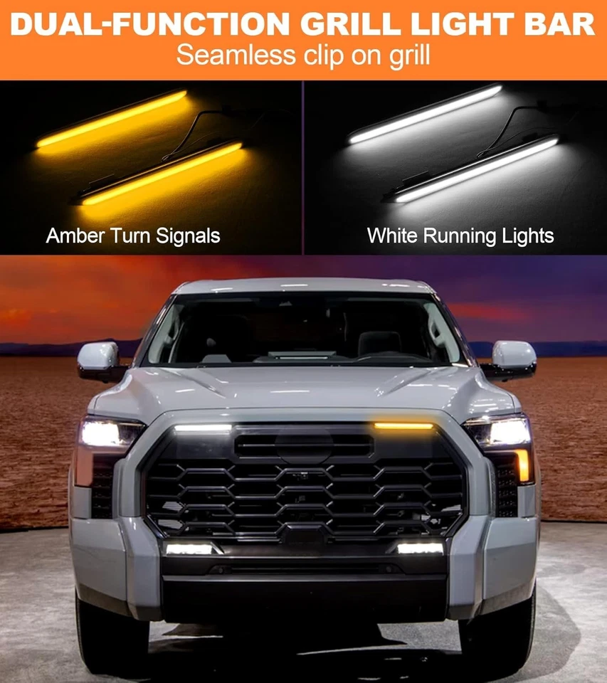 Светодиодные решетчатые указатели поворота для Toyota Tundra 2022-2025 дневные ходовые огни - Изображение 3 из 4