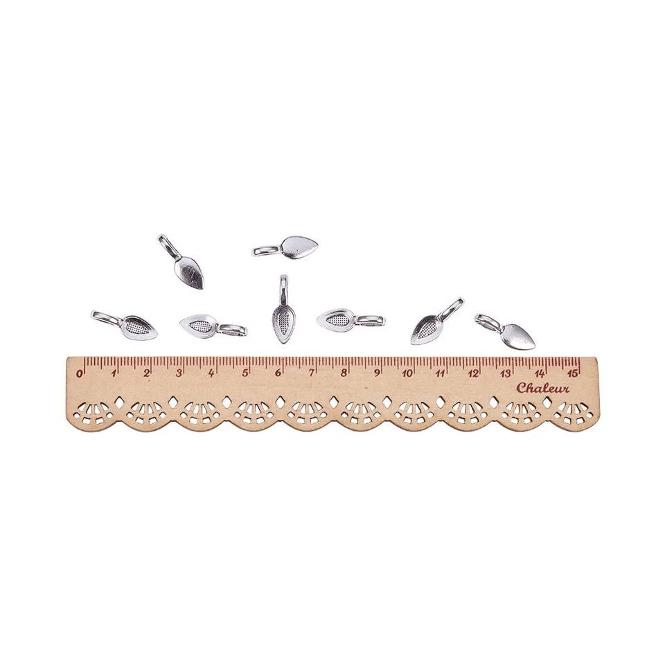 Almohadilla plana adhesiva de hojas de aleación tibetana 50 piezas soporte de dije de plata antigua 21 mm Foto 3 de 4