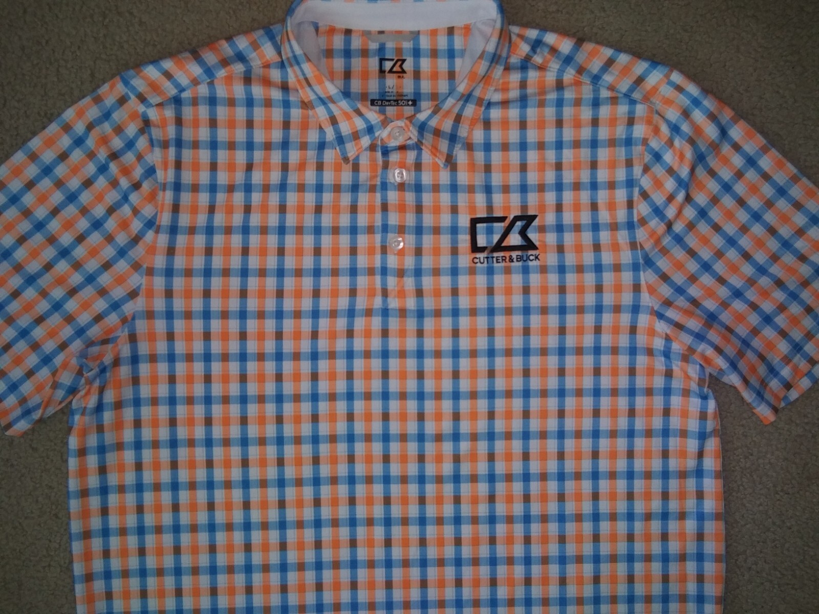 Cutter & Buck CB DryTec UPF 50+ Sun Protection - Men's Plaid Stylish Polo Shirt