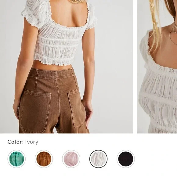 fp one solid smocked top