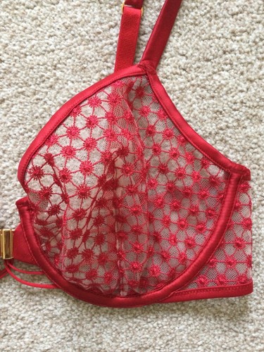 RRP £59 Victorias Secret Size 32DD Starburst Unlined Demi Bra Red Sexy - Picture 2 of 12