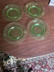 FOUR  Depression Green Glass Luncheon Salad/ Dessert Plates  8”