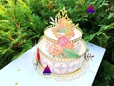 3D Pop Up Greeting Card Candle Giant Cake Handmade Birthday Family Friends Gift