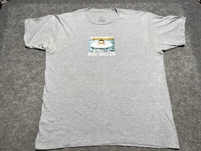 Mac Miller Gray Distressed Paint Concert Tour Shirt XL Life Preserver Swim Pool