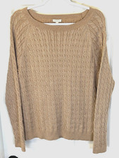 Talbots Button Detail Mauve Pink Cable Sweater 3X Plus Size Marled Cotton Blend