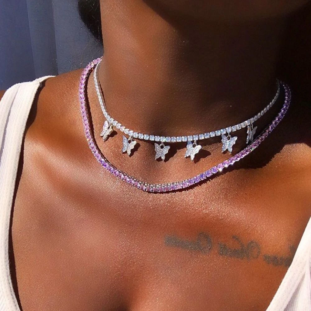 Butterfly silver sale choker