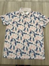 Tipsy Elves Toucan Tango Performance Polo Shirt Men's 2XL Hawaiian Short Sleeve