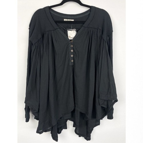 Top tunica lirico Free People XS blusa nera asimmetrica strega capricciosa nuovo con etichette - Foto 1 di 10