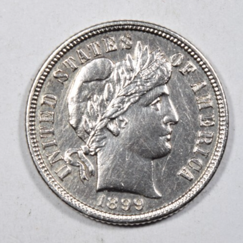 1899 BARBER DIME ~ SHARP STRIKE AU/BU ABOUT UNCIRCULATED SLIDER! INV#2 - Picture 1 of 2