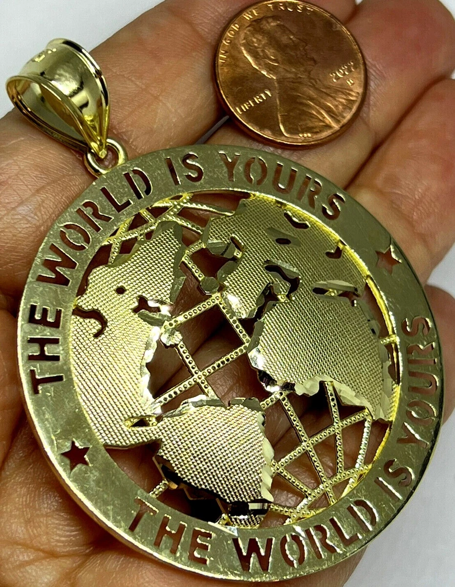 GoLD WoRlD Is YoUrS planet earth globe map pendant 10k solid eBay