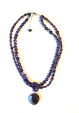 Fantastic Antique Silver Signed FAS PURPLE AMETHYST GEMSTONE BEADED NECKLACE VTG