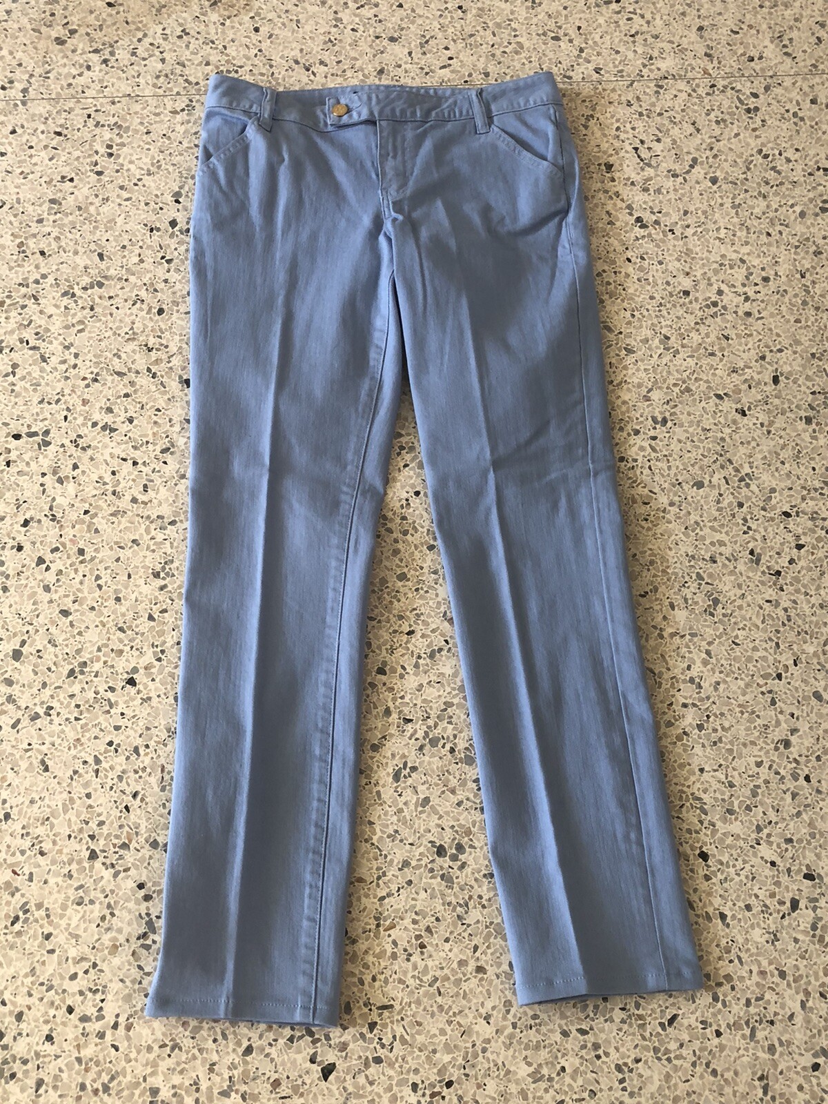 Tory Burch Cornflower Blue Jeans Gold Button Size 29 … Gem