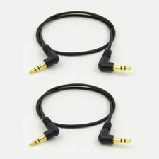 2PACK Gold Plated 3.5mm Stereo Audio Aux Cable 90 Degree Right Angle 50cm