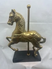 carousel horse statue on marble base 22 inches tall Possible Brass 