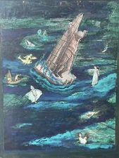 Nathaniel Reich Surreal Original Oil on Board 24 x 32