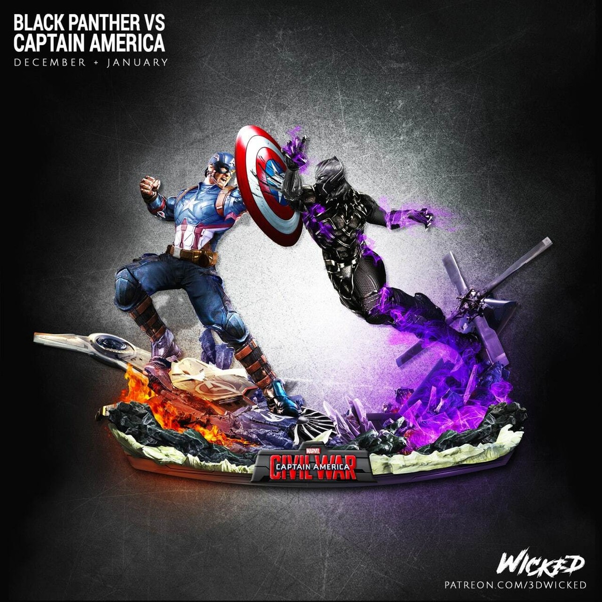 1/12, 1/10, 1/8 or 1/6 Scale Wicked Captain America Vs Black