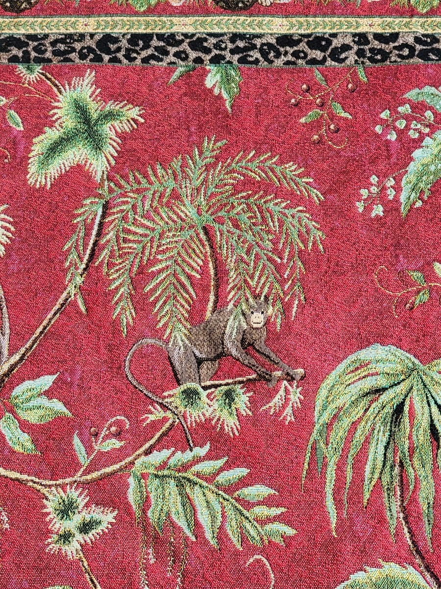 Grande Tapisserie Murale Escape To Paradise – Ananas, Singe, Motif Tropical – 42x35 In
