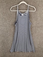 Old Navy Stripe Swing Dress Halter Neck Womens XL Blue White Stretch Casual NWT