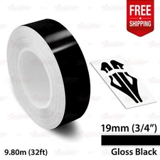 GLOSS BLACK 3/4" 19mm Roll PIN STRIPE Car Striping Line TAPE Decal Vinyl Sticker