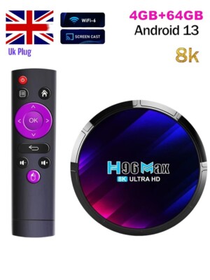 H96 Max 8K RK3528 4GB+64GB UK Stecker Ultra HD Smart TV Box Android 13.0