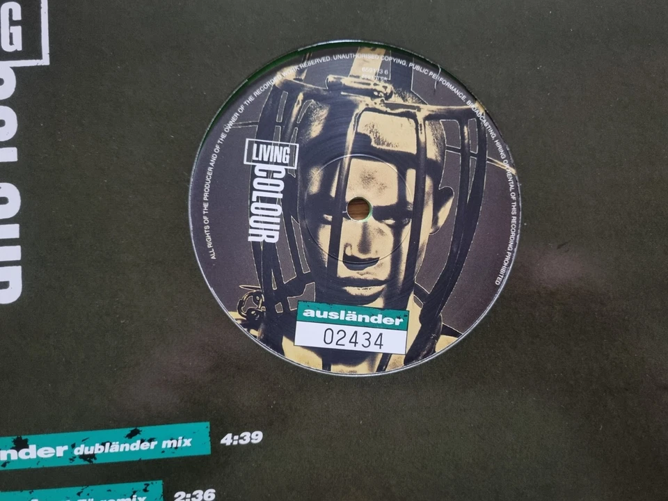 LIVING COLOUR - Auslander 12” GREEN VINYL Limited Edition Numbered - Image 3 of 4