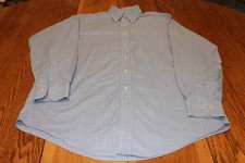 Brooks Brothers Shirt Mens Large Blue Plaid Classic Fit Supima Cotton Non Iron