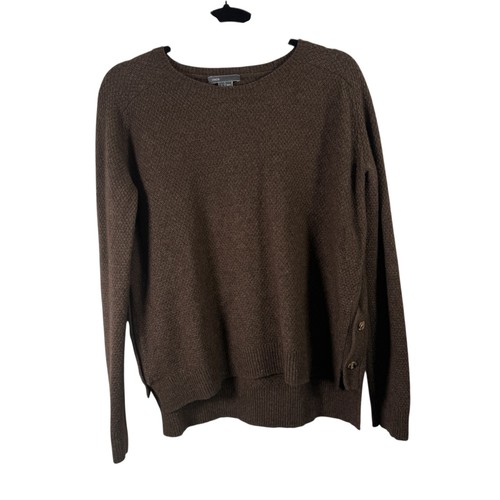 Vince braun Wolle Yak Pullover geknöpft Seite Capsole minimalistisch Damen Large