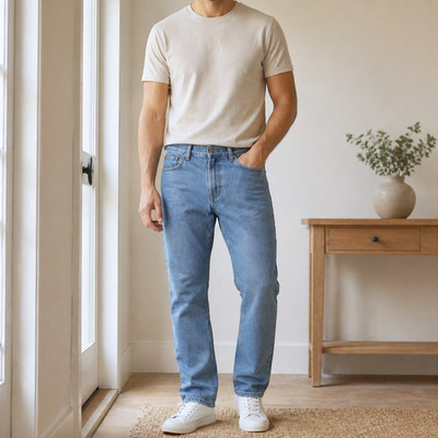 Topitop Robert Fit Men's Blue Jeans Label 32 Actual W36 L29 Cotton Denim