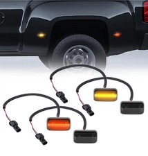 LED Dually Fender Side Marker Lights for 2015-2023 Chevy Silverado 1 Red 2 Amber