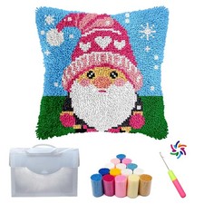 Gnome Latch Hook Kit,DIY Pillow Cover Cushion Craft Kits with Pre-Printed Can...