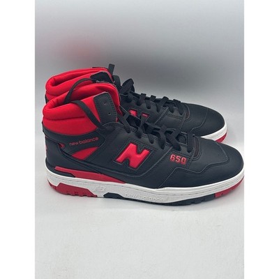 New Balance 650 Sneakers Mens 10.5 Black Red High Top Leather Shoes BB650RBR