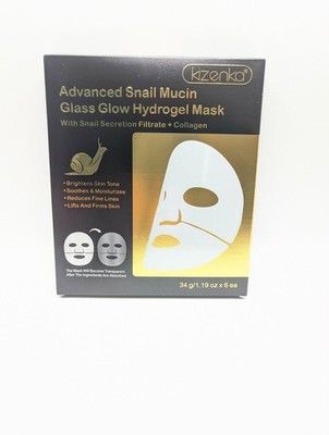 Kizenka Schnecke Mucin Glas Glow Hydrogel Gesichtsmaske 6 Stück | Kollagen Hydration | Neu