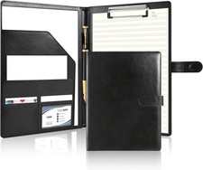 Portfolio binder clipboard padfolio A4 letter faux leather black organizer