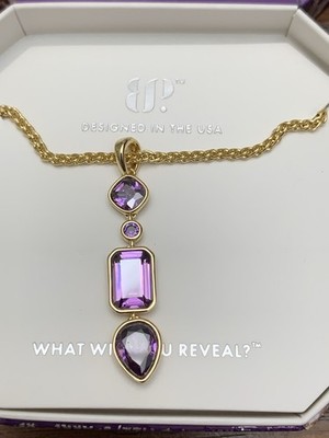 Bomb Party Necklace Feb 26  NK67541 Four Daring Answers Amethyst CZ On Gold
