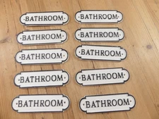 10 CAST IRON BATHROOM Room Sign Style Cast Iron Door Resale *PAINT DEFECTS**