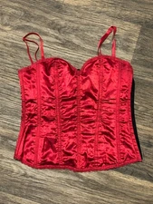 Seven Til Midnight Women’s Red Corset Lingerie Bustier Top Tie Size Small