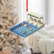 Personalized Swimming Pool Santa Ornament Swimmer Coach Team Gift