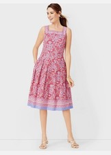 Talbots Fit & Flare Women's 6 P Paisley Floral Sleeveless Dress Pockets Lined