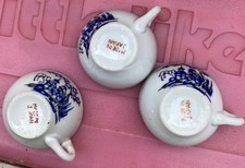 Toy China Tea Set 8 pieces J7028 Made Japan Pagoda Water Boat Blue Black Wh EUC
