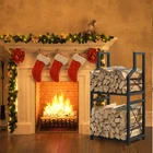 2-Tier Firewood Rack Holder Heavy Duty metal made Wood Rack for Outdoor Indoor
