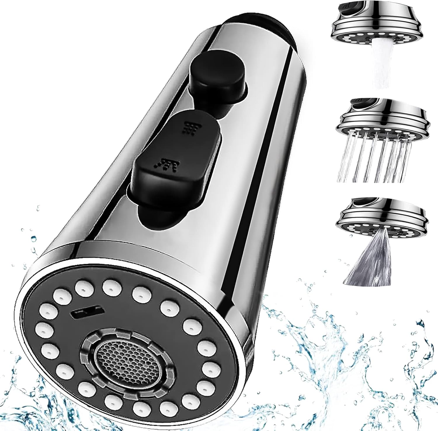 3 Modes Kitchen Faucet Pull Out Sink Shower Head Replacement Tap G1/2 Silver