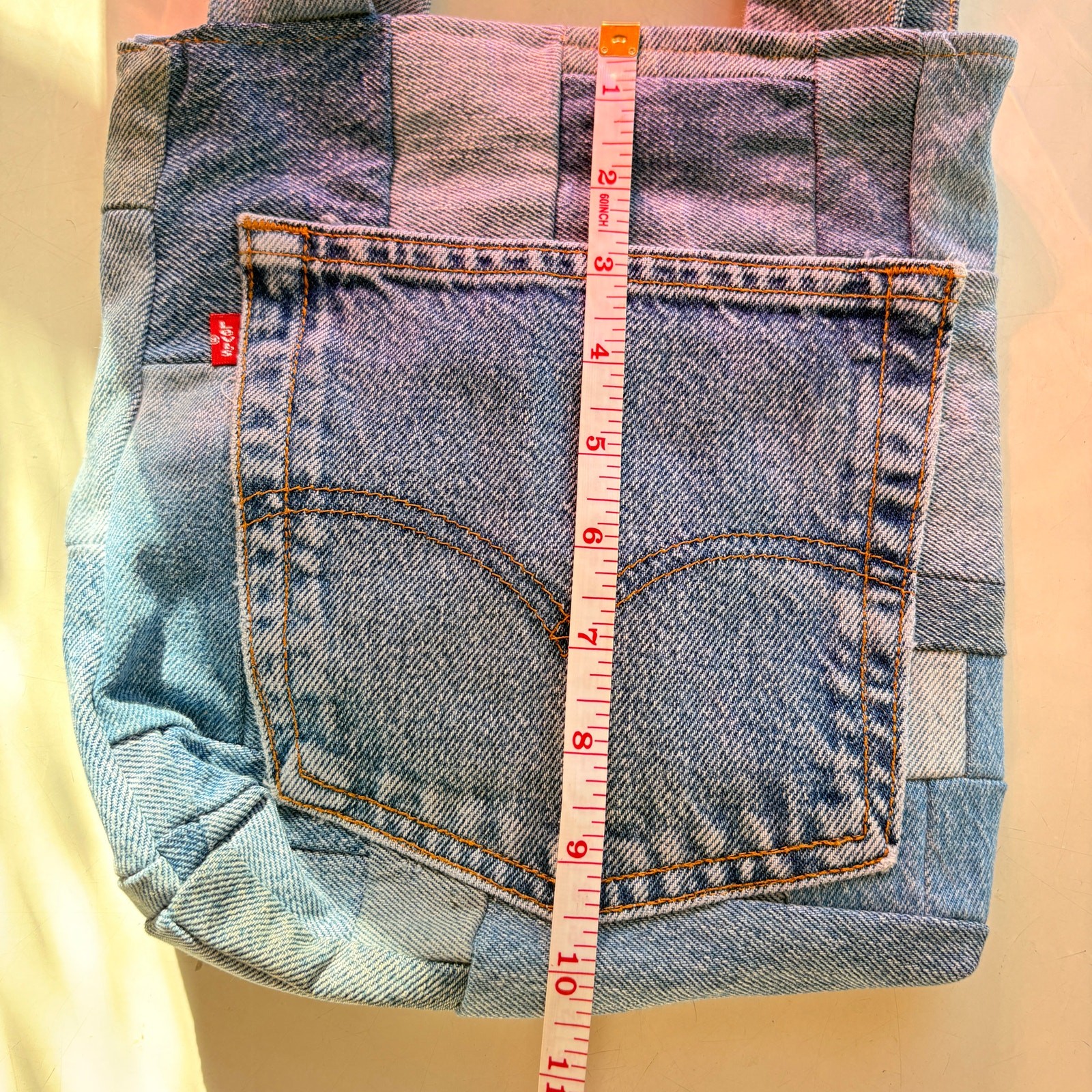 Handmade Patchwork Mixed Denim Mini Tote Bag Made… - image 7