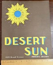 Vintage Menu Hotel Restaurant DESERT SUN PHOE...
